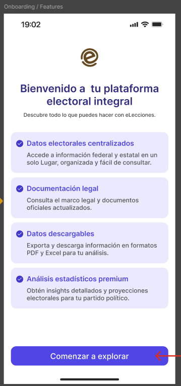 Pantalla de bienvenida de eLecciones